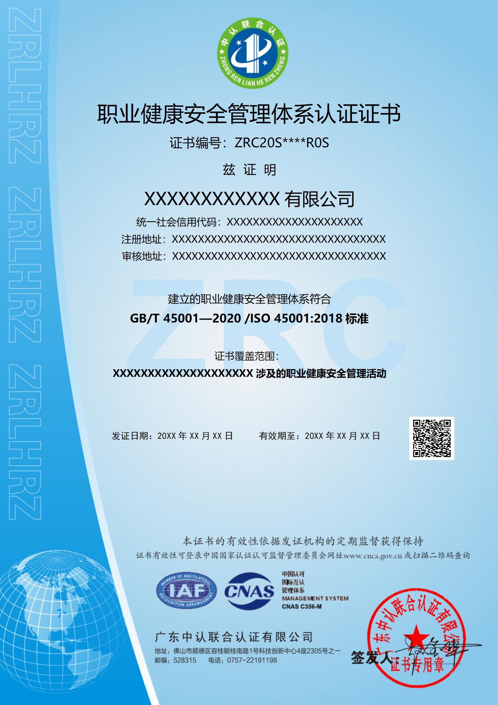 职业健康安全管理体系（带标）