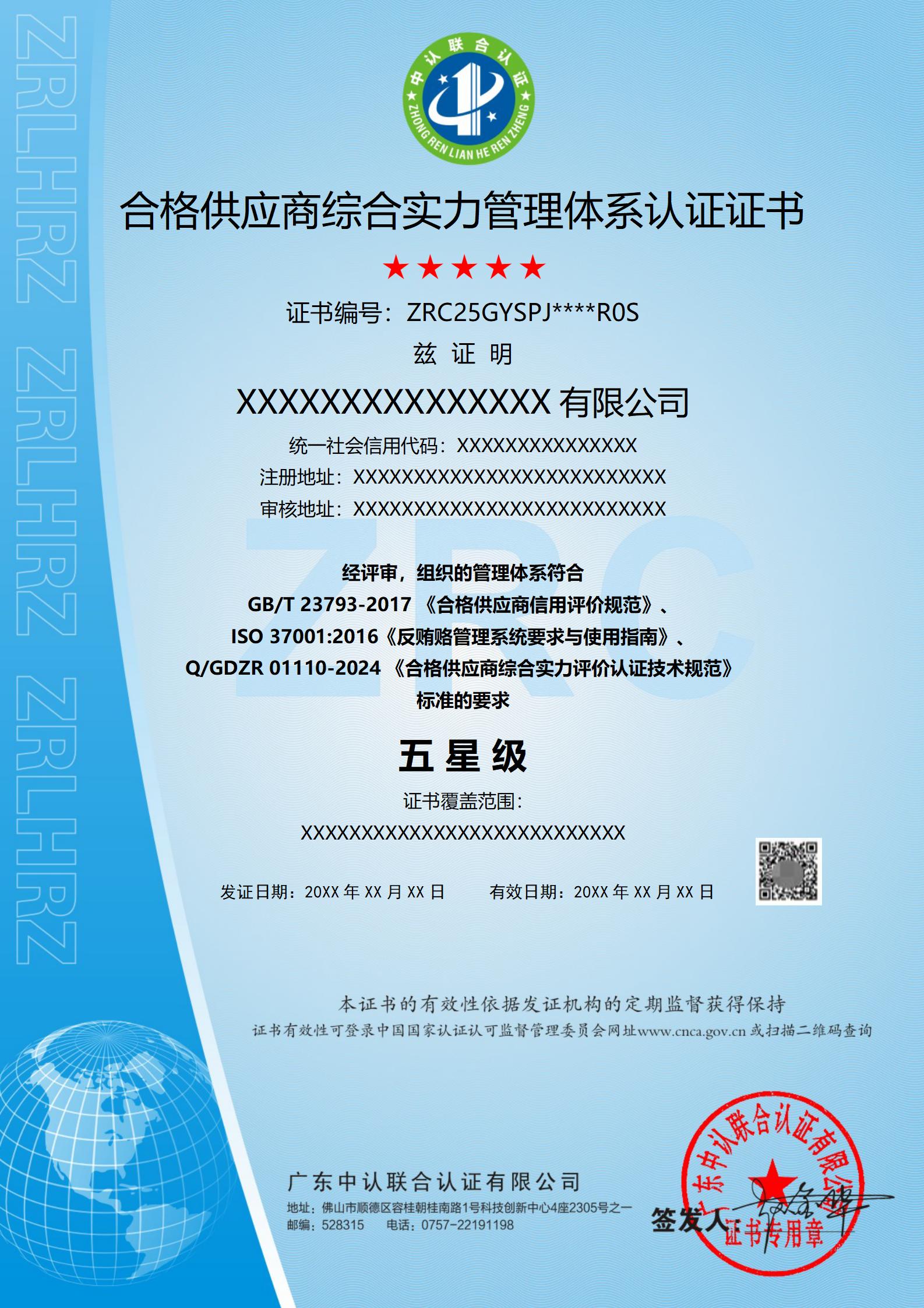 合格供应商综合实力管理体系